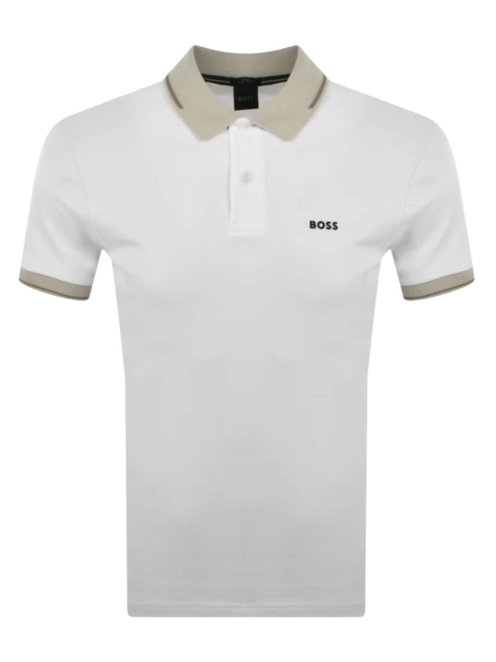 Hugo Boss White Polo with Beige Trim